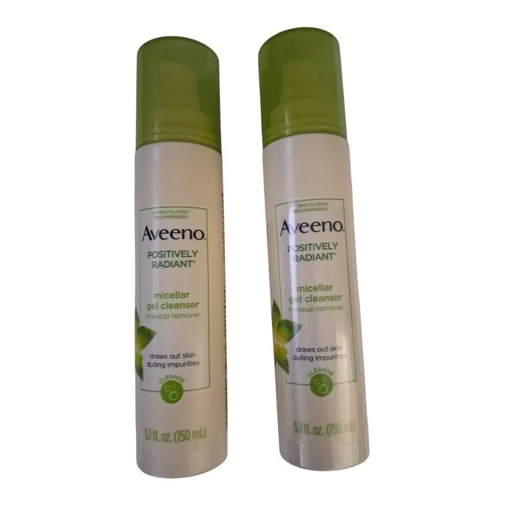 Aveeno Positively Radiant Hydrating Micellar Gel Cleanser Makeup Remover 5.1 oz.